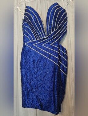 Sophia Thomas Royal Blue Sequin Bodycon Mini Dress Size 2